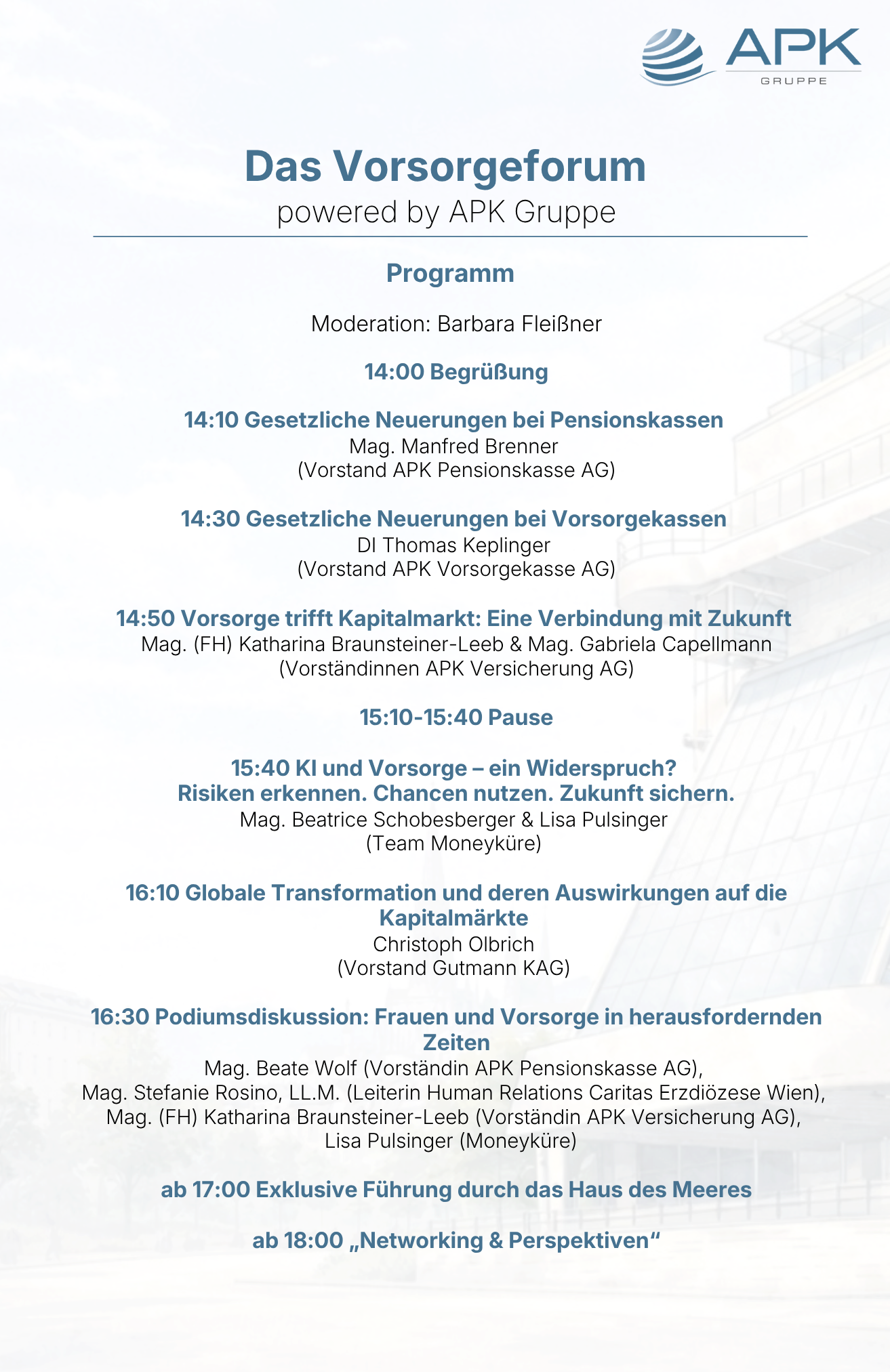 Programm Vorsorge Forum 2026